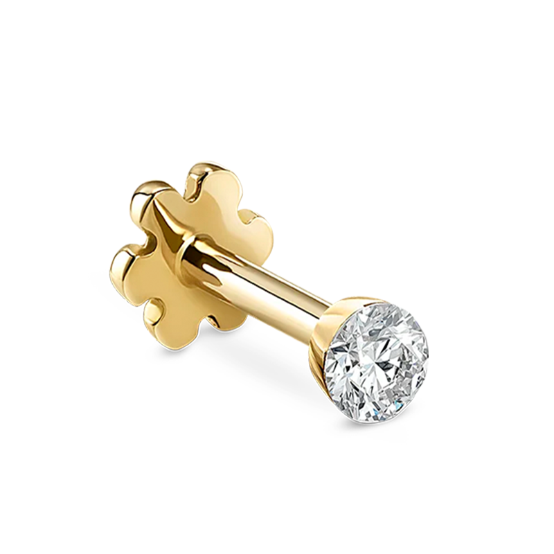 Invisible Set Diamond Threaded Stud /YG