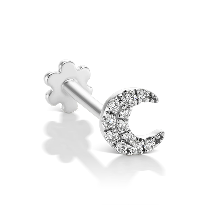 4.5mm Diamond Moon Threaded Stud /WG