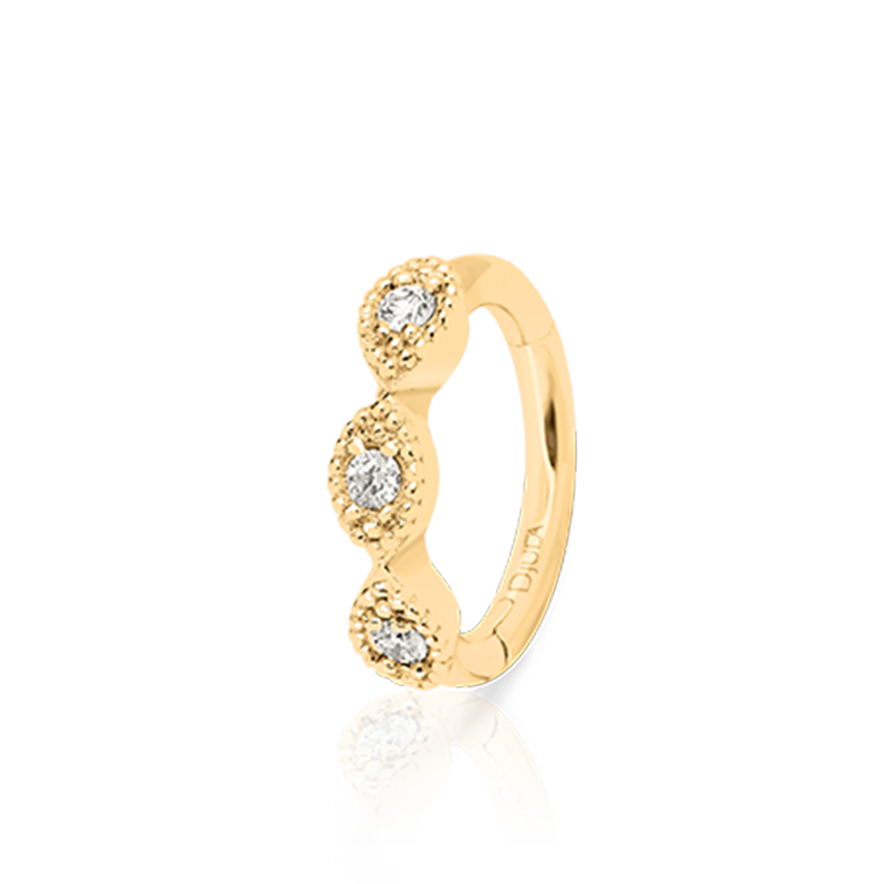 Triple Diamond Mini Hoop /YG