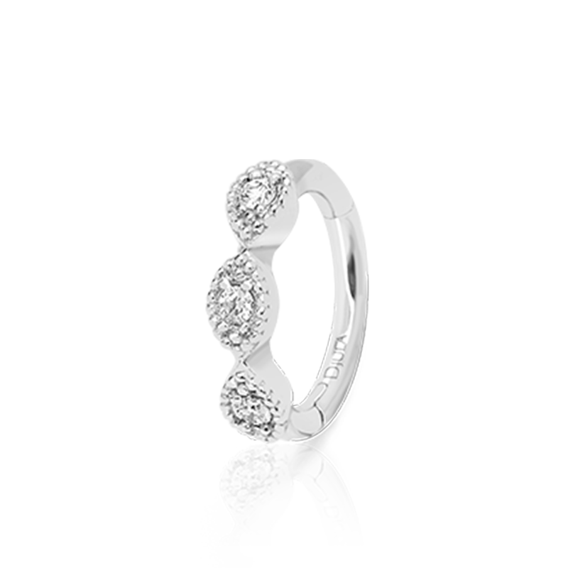 Triple Diamond Mini Hoop /WG
