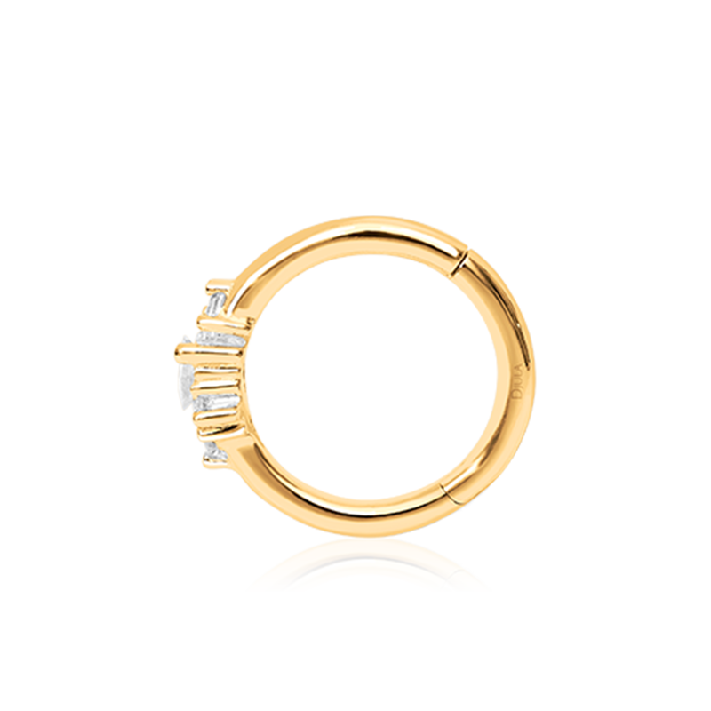 Multi Diamond Mini Hoop /YG