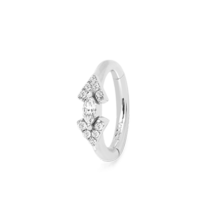 8mm Aztec Diamond Mini Hoop /WG