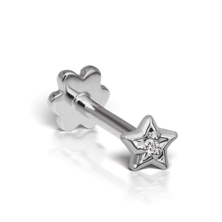3mm Diamond Solitaire Star Threaded Stud /WG