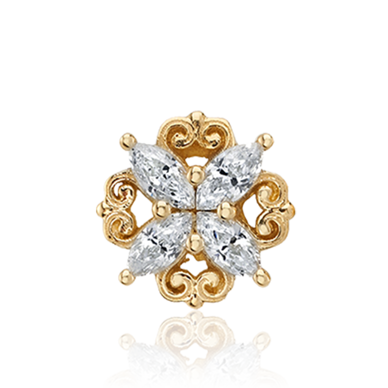Lamia Marquise Cluster Threaded End /YG