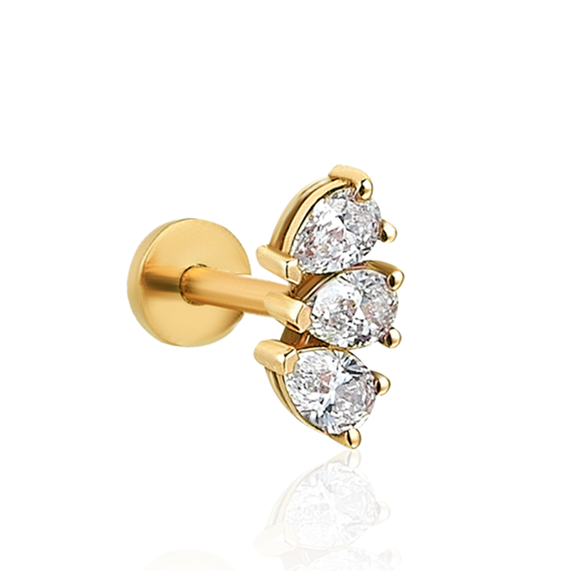 3 Solitaire Pear 8mm /YG