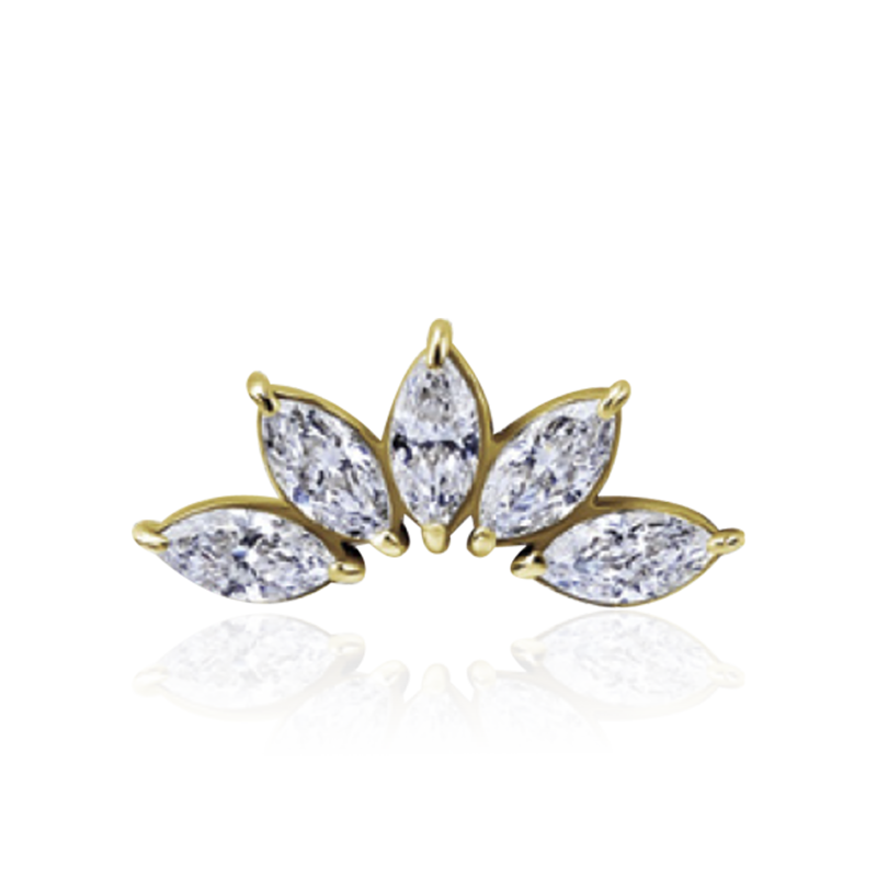 PB 5 Marquise Fan CZ End Push Pin /YG