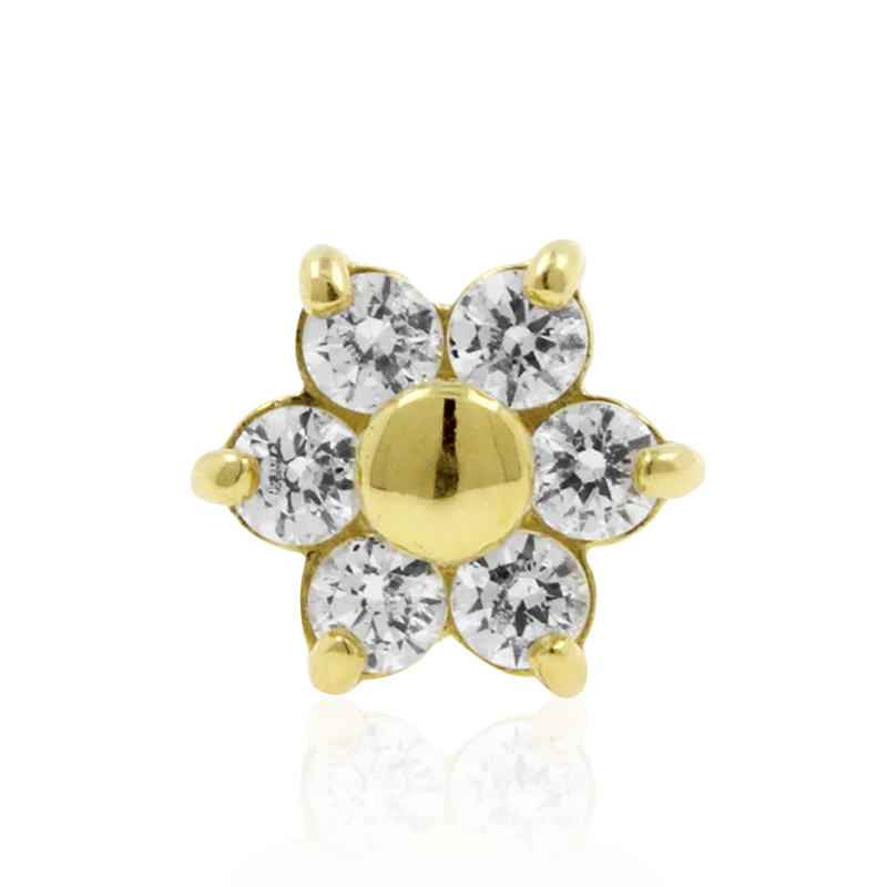 PB Floret CZ End Push Pin /YG