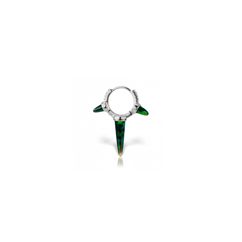 8mm Triple Long Black Opal Spike Diamond Eternity Clicker /WG