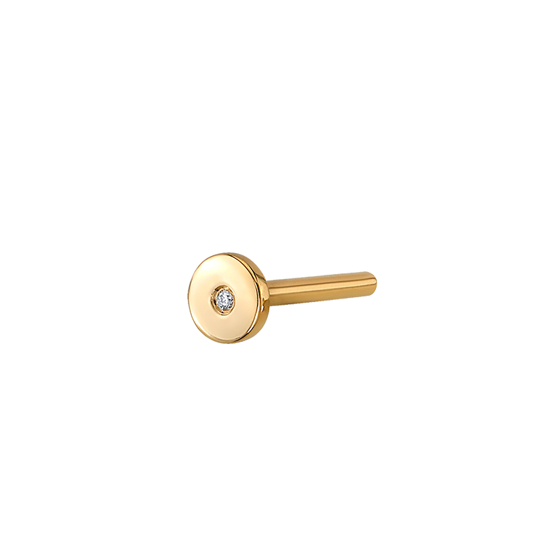 BVLA Threadless Labret Post with Flush Set Gem CZ /YG