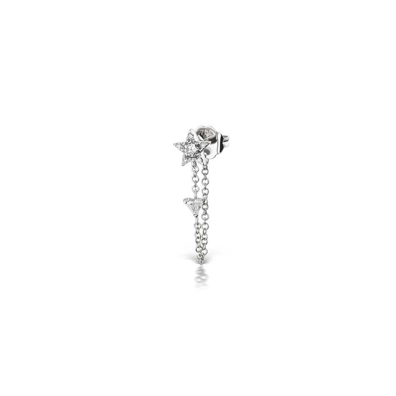 5.5mm Diamond Star and Triangle Chain Wrap Stud Earring /WG