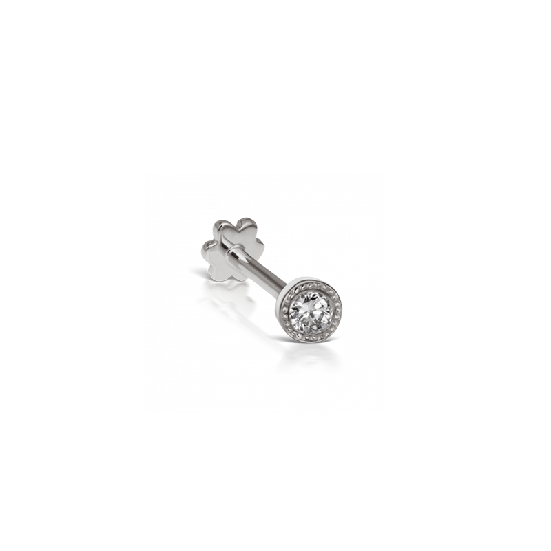 2.5mm Scalloped Set Diamond Threaded Stud /WG