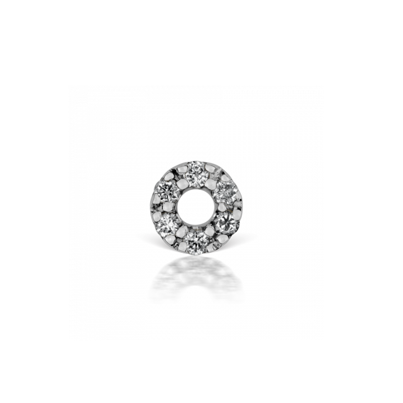 4mm Diamond Micropavé Open Circle Threaded Stud /WG
