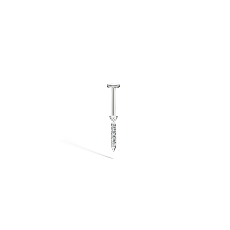 7mm Diamond Eternity Bar Threaded Charm Earring