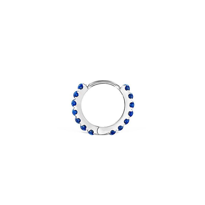 8mm Lapis Eternity Hoop Earring /WG