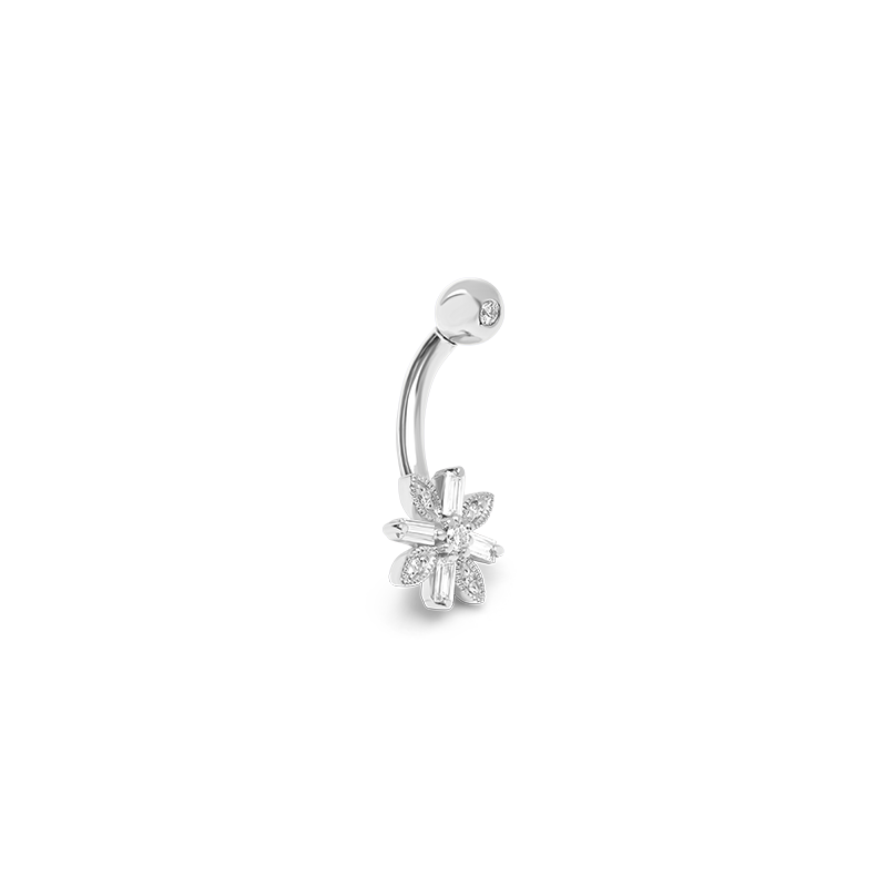 Flower Diamond Navel Piercing /WG