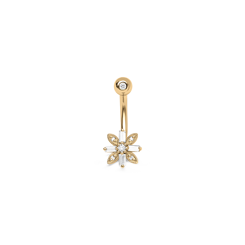 Flower Diamond Navel Piercing /YG