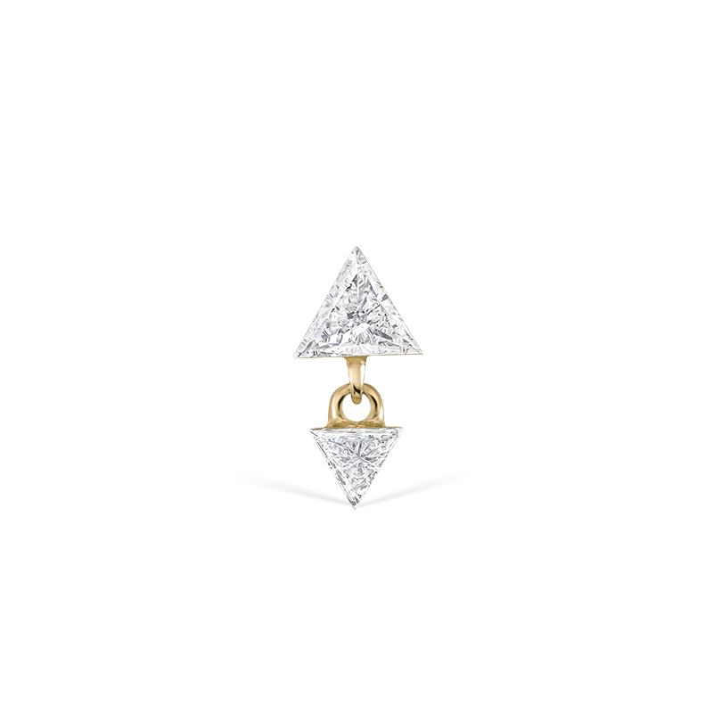 Invisible Set Triangle Diamond Dangle Threaded Earring /YG
