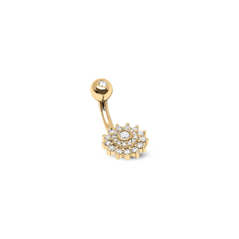 Summer Flower Diamond Navel Piercing /YG