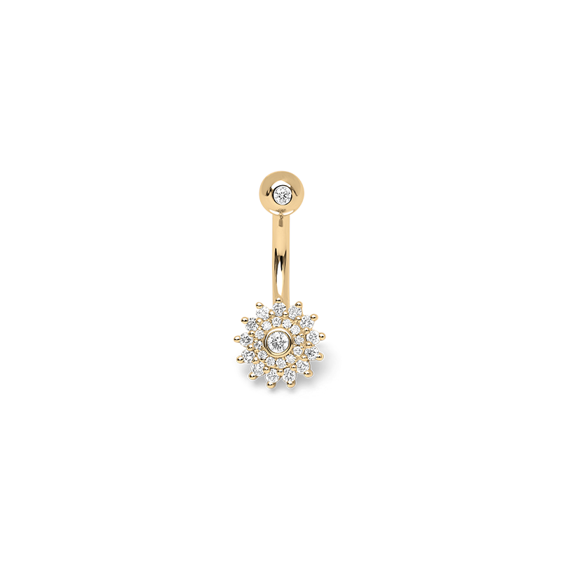 Summer Flower Diamond Navel Piercing /YG