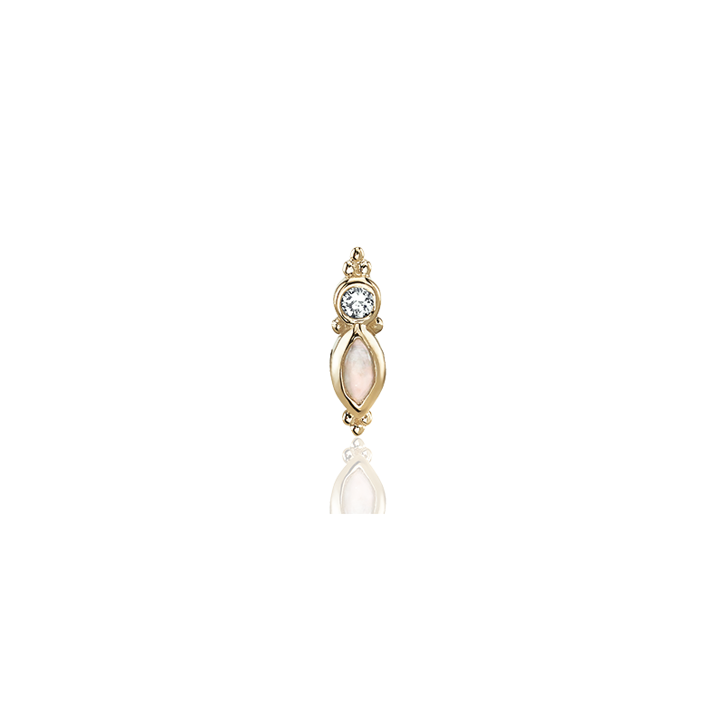 Mai Marquise Bezel Bead - CZ - Threaded End - Geelgoud