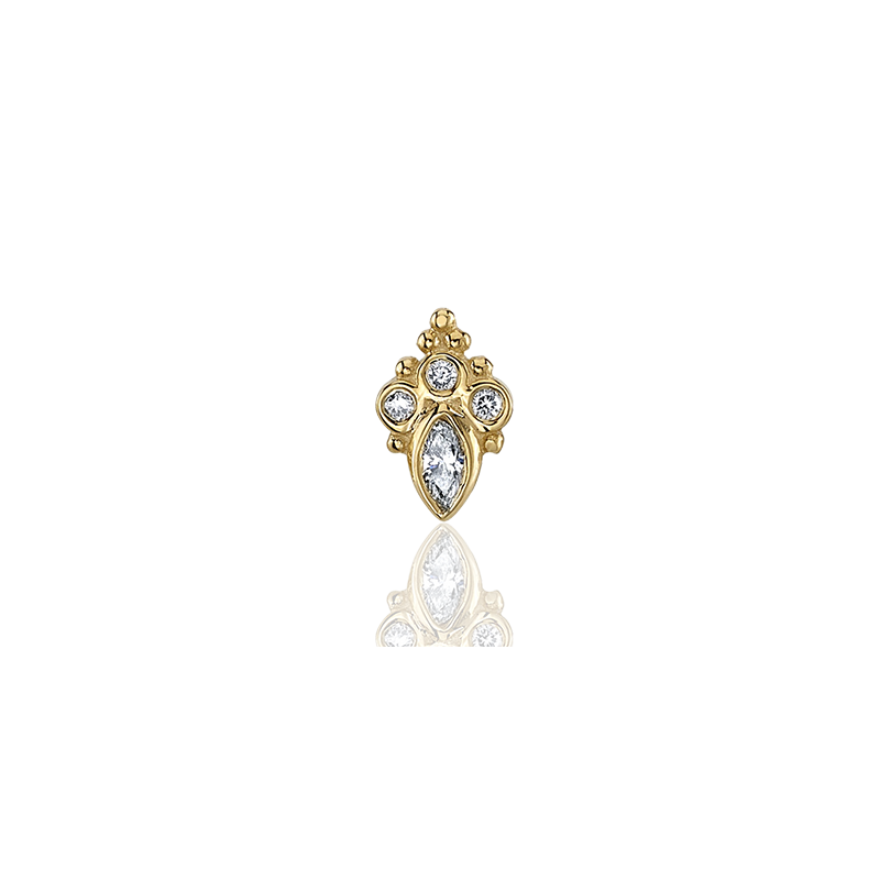Mini Marquise Sarai - CZ - Threaded End - Geelgoud