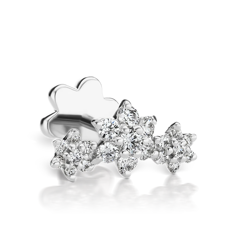 Three Flower Garland Diamond Stud Recessed /WG