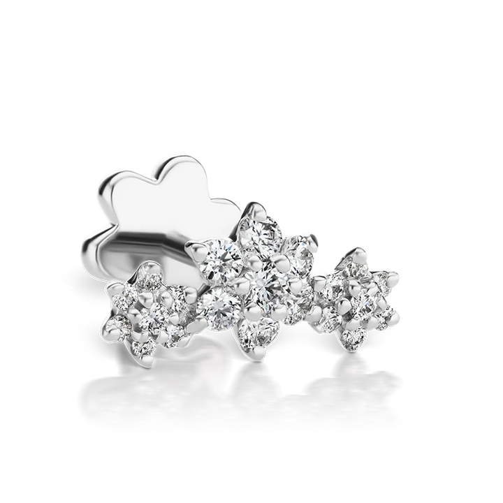 Three Flower Garland Diamond Stud Recessed /WG