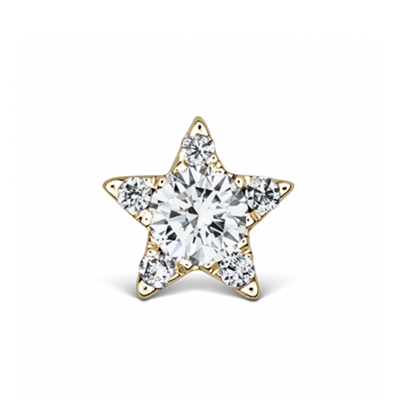 4.5mm Diamond Star Threaded Stud /YG