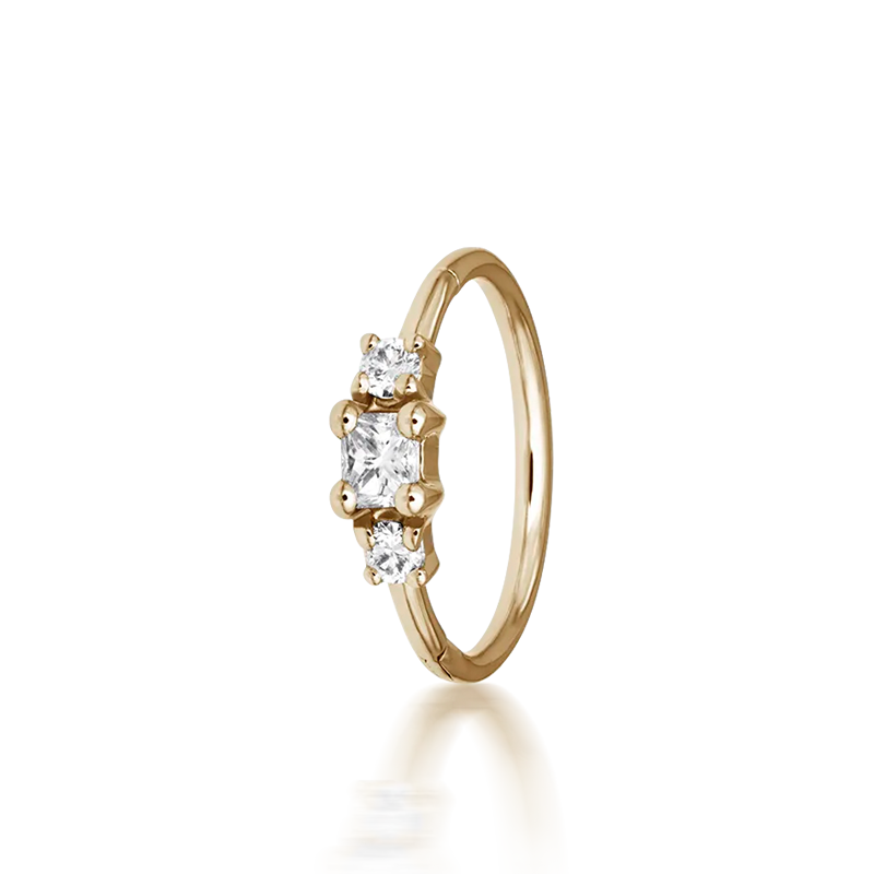 9.5mm 2mm Diamond Princess Ring /YG
