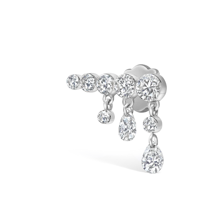 11mm Invisible Set Diamond Crescendo Bar Threaded Stud RIGHT /WG