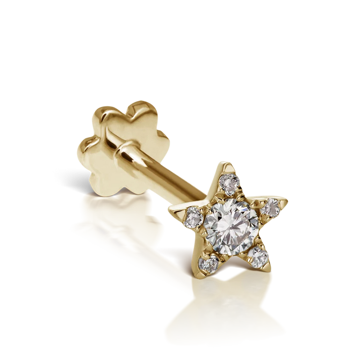 4.5mm Diamond Star Threaded Stud /YG