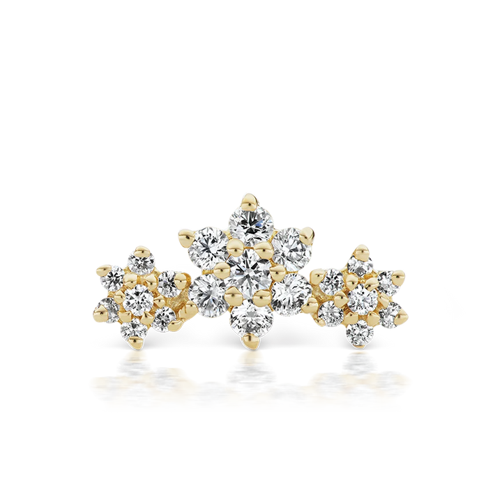 Three Flower Garland Diamond Stud Recessed /YG