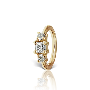 6.5mm 2mm Diamond Princess Ring /YG