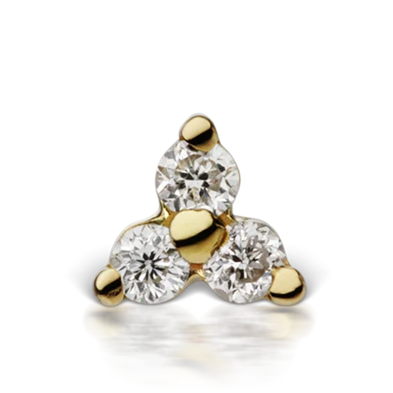 3mm Diamond Trinity Threaded Stud /YG