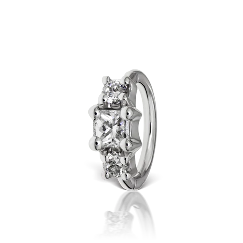 5mm 2mm Diamond Princess Ring /WG