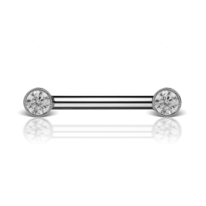 14mm Cubic Zirconia Engraved Nipple Barbell /WG