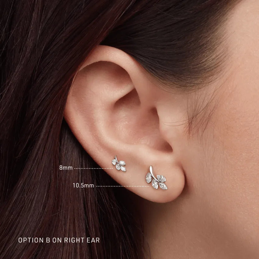 8mm Diamond Vine Threaded Stud B-Direction /YG