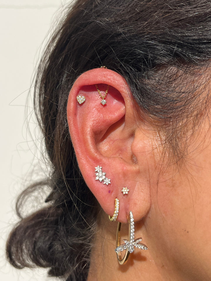3mm Diamond Flower Threaded Stud /YG