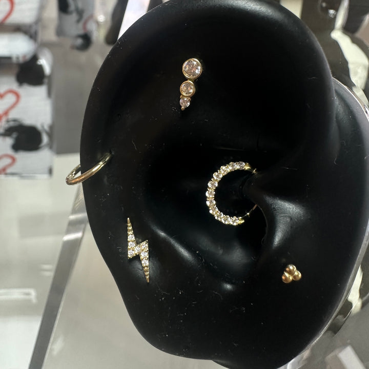PB Triple Bezel Threaded Stud /YG