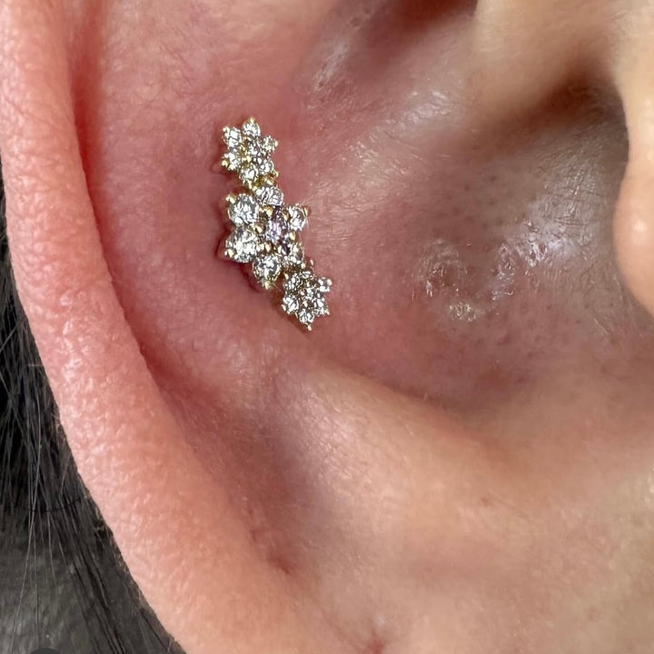 PB 3 Flower Cluster Threaded Stud /YG