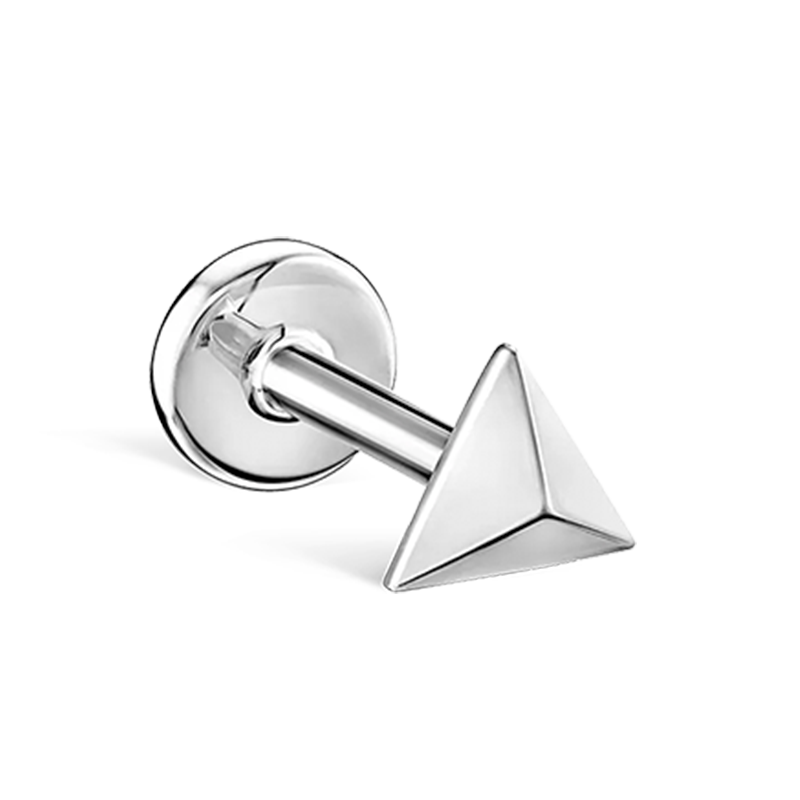 3.5mm Faceted Triangle Threaded Stud Earring /WG
