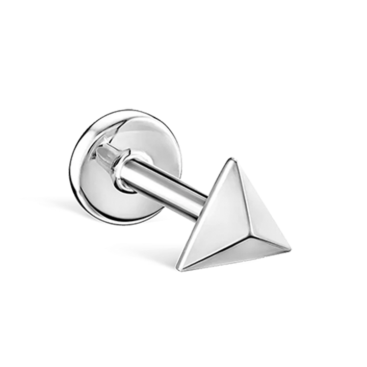 3.5mm Faceted Triangle Threaded Stud Earring /WG