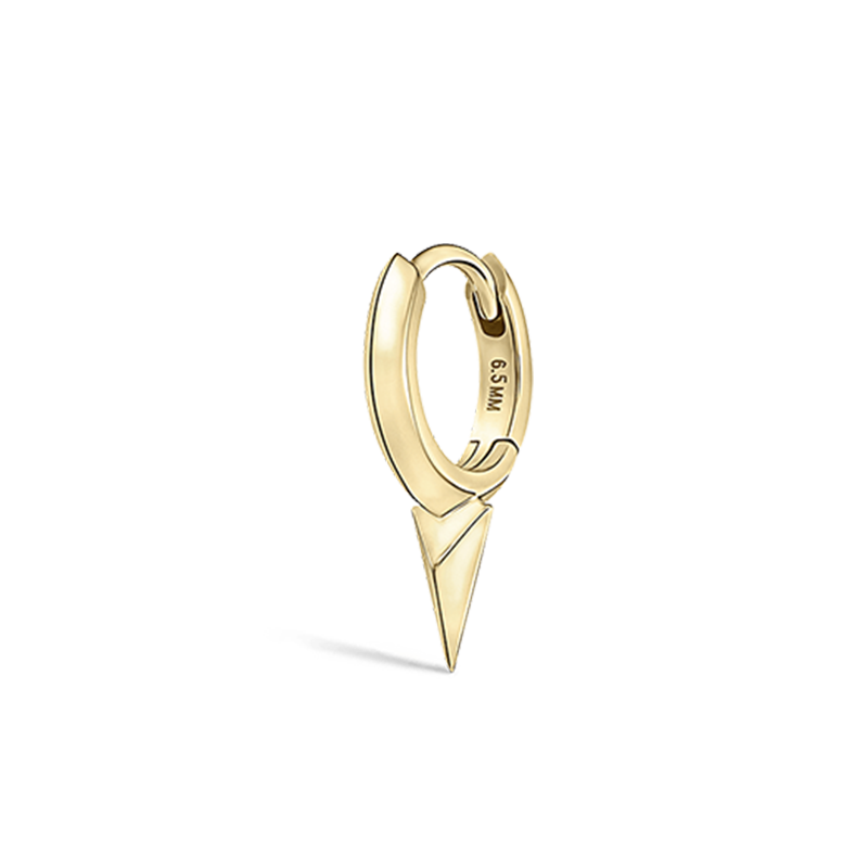 6.5mm Faceted Single Short Spike Hoop Earring /YG