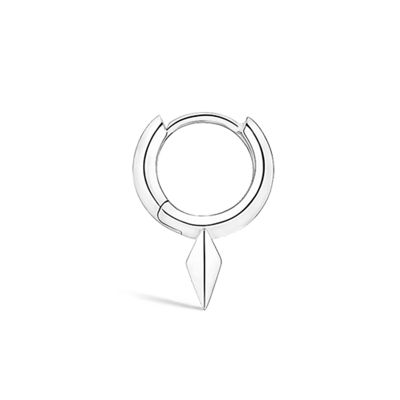 6.5mm Faceted Single Short Spike Hoop Earring /WG