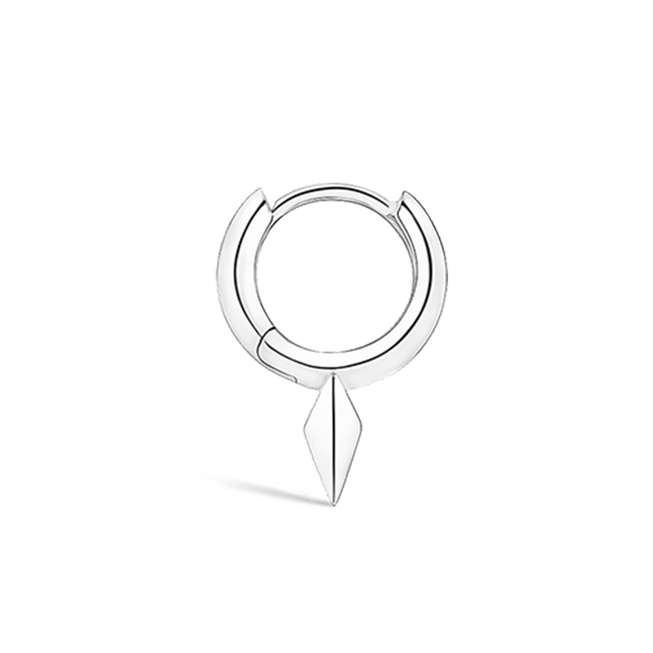 6.5mm Faceted Single Short Spike Hoop Earring /WG