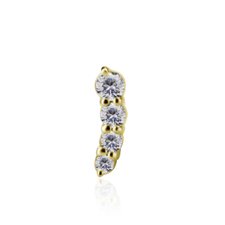 PB 8mm Curvy Bezel CZ End Push Pin LEFT /YG