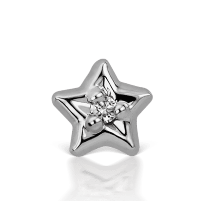 3mm Diamond Solitaire Star Threaded Stud /WG