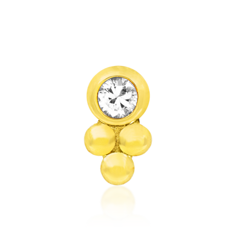 Bezel Set CZ Tri-Bead /YG