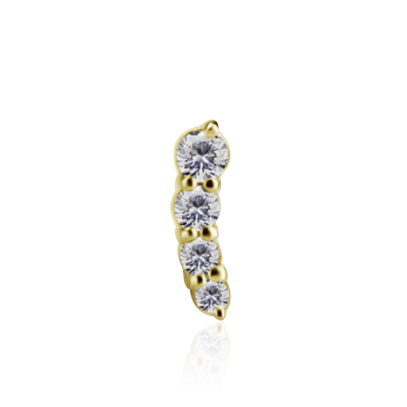 PB 7mm Curvy Bezel CZ End Push Pin RIGHT /YG