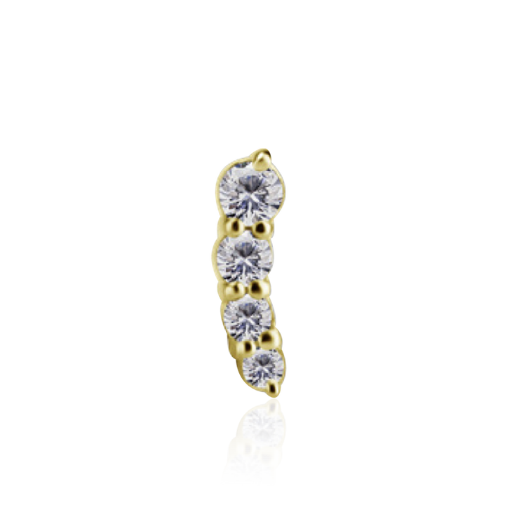 PB 7mm Curvy Bezel CZ End Push Pin RIGHT /YG